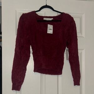 ASTR The Label Wine Fuzzy Sweater Small